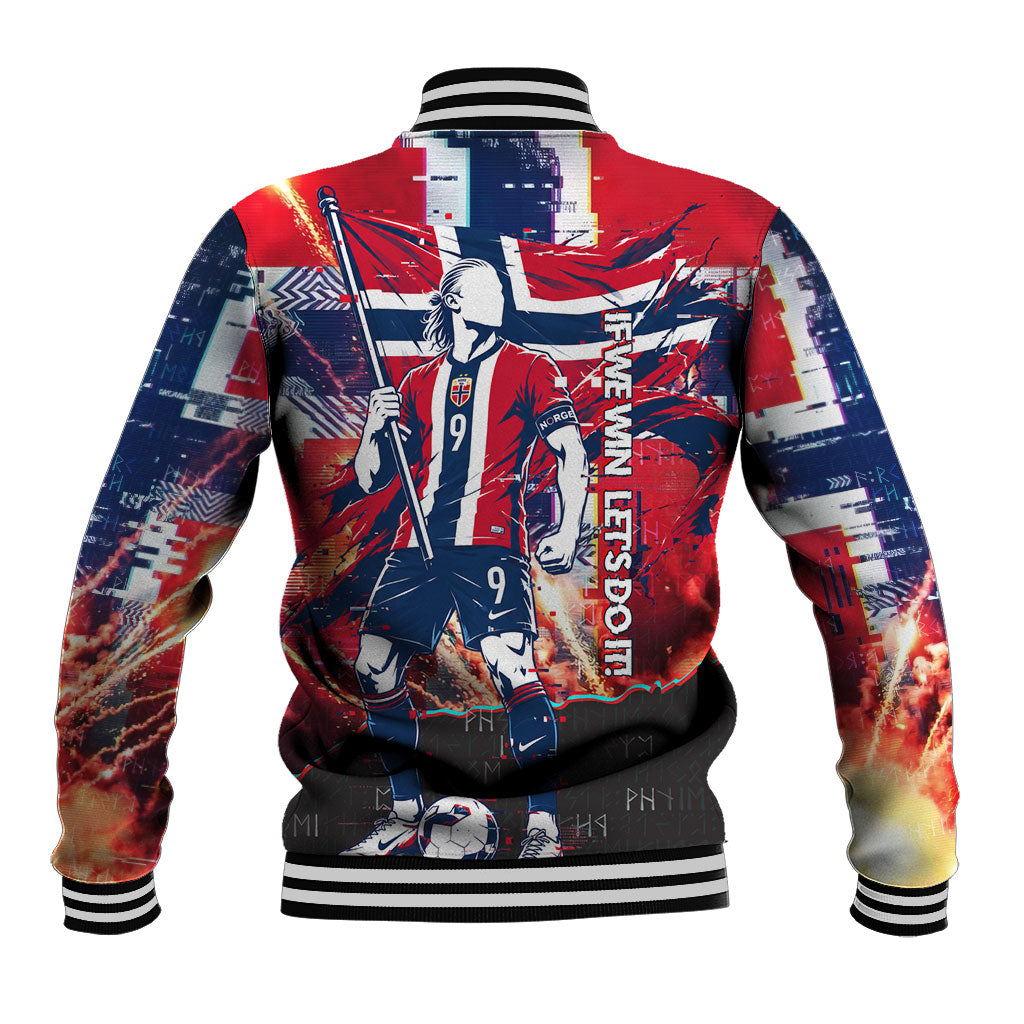 Norway Football Viking Row Baseball Jacket Flag Nordic Footballer - If We Win Lets Do It