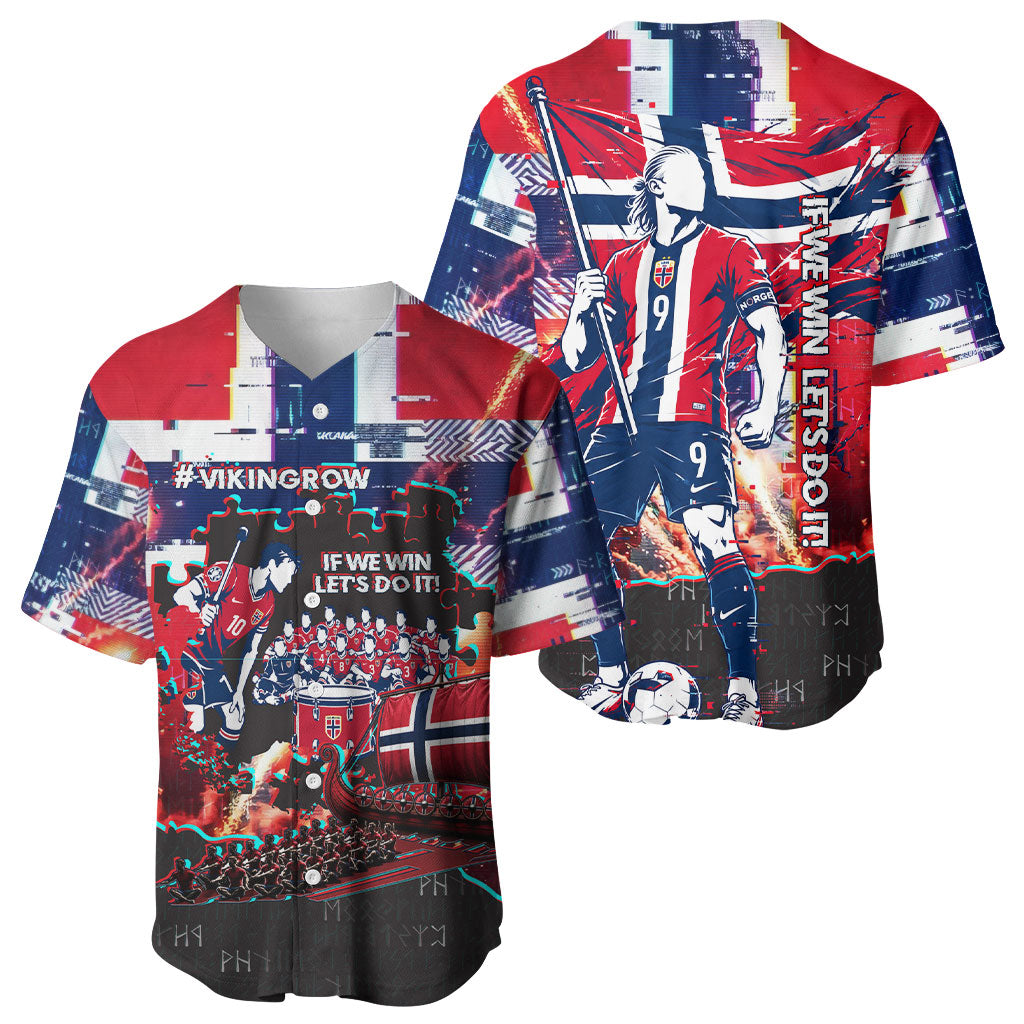 Norway Football Viking Row Baseball Jersey Flag Nordic Footballer - If We Win Lets Do It
