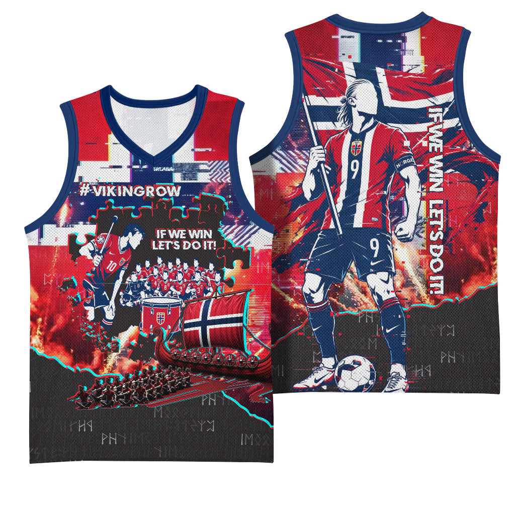 Norway Football Viking Row Basketball Jersey Flag Nordic Footballer - If We Win Lets Do It