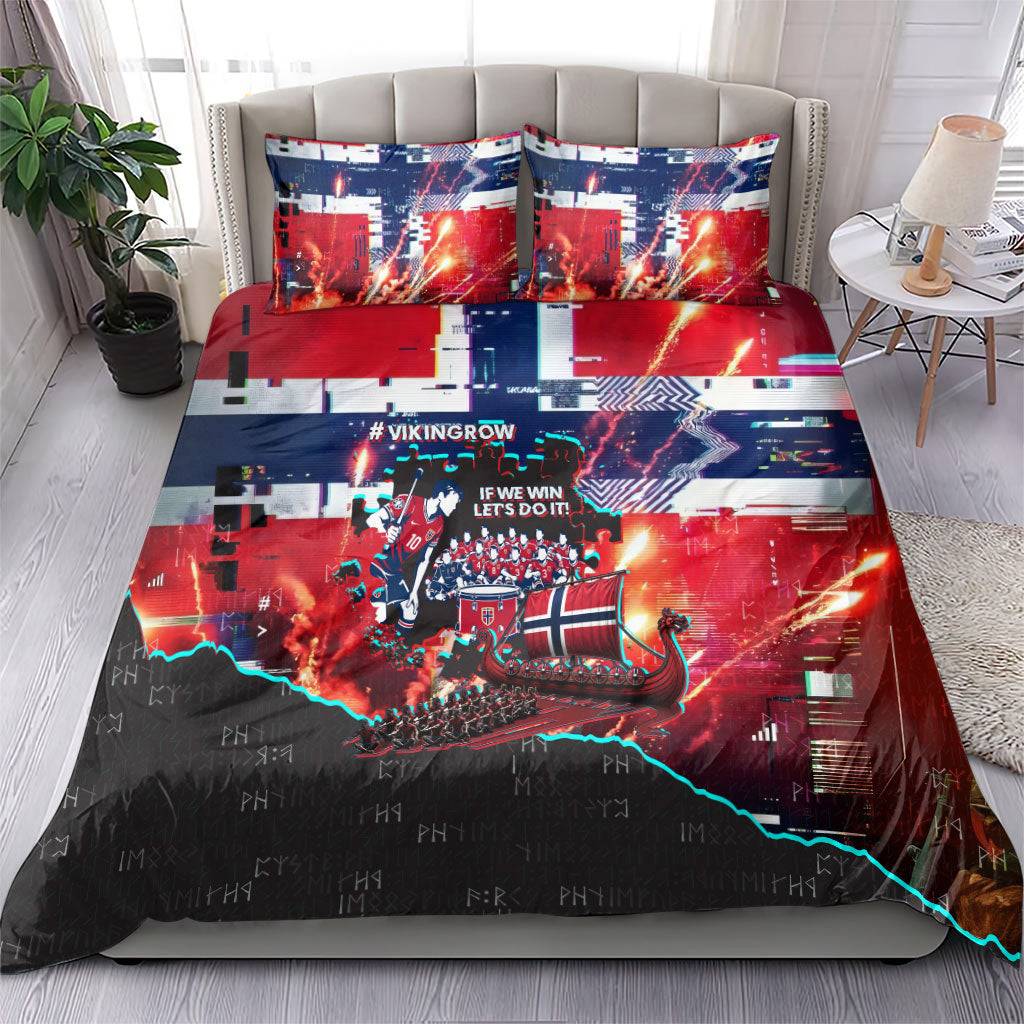 Norway Football Viking Row Bedding Set Flag Nordic Footballer - If We Win Lets Do It