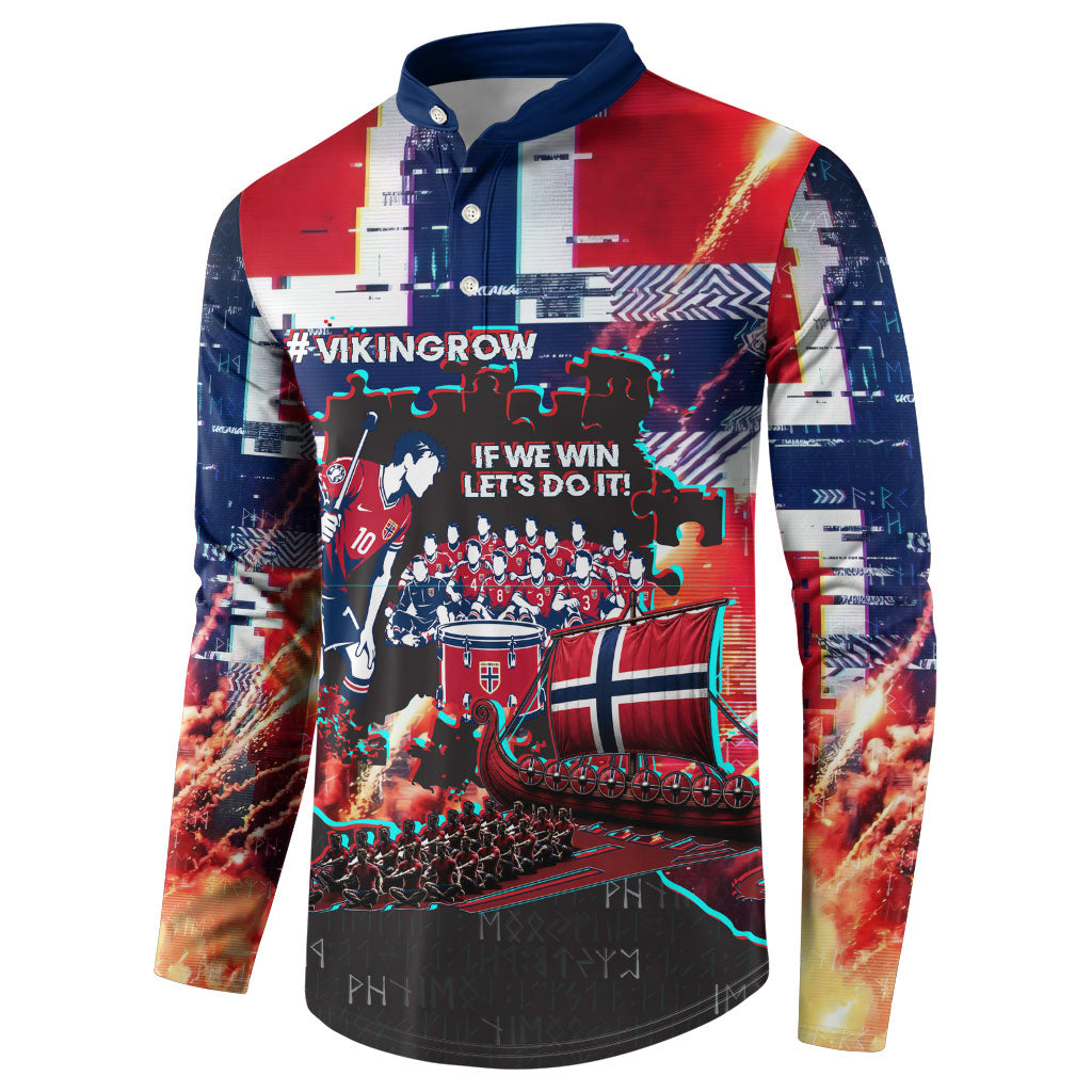Norway Football Viking Row Button Sweatshirt Flag Nordic Footballer - If We Win Lets Do It