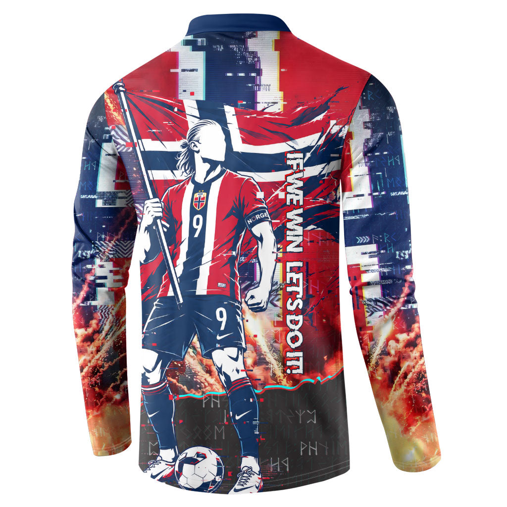 Norway Football Viking Row Button Sweatshirt Flag Nordic Footballer - If We Win Lets Do It