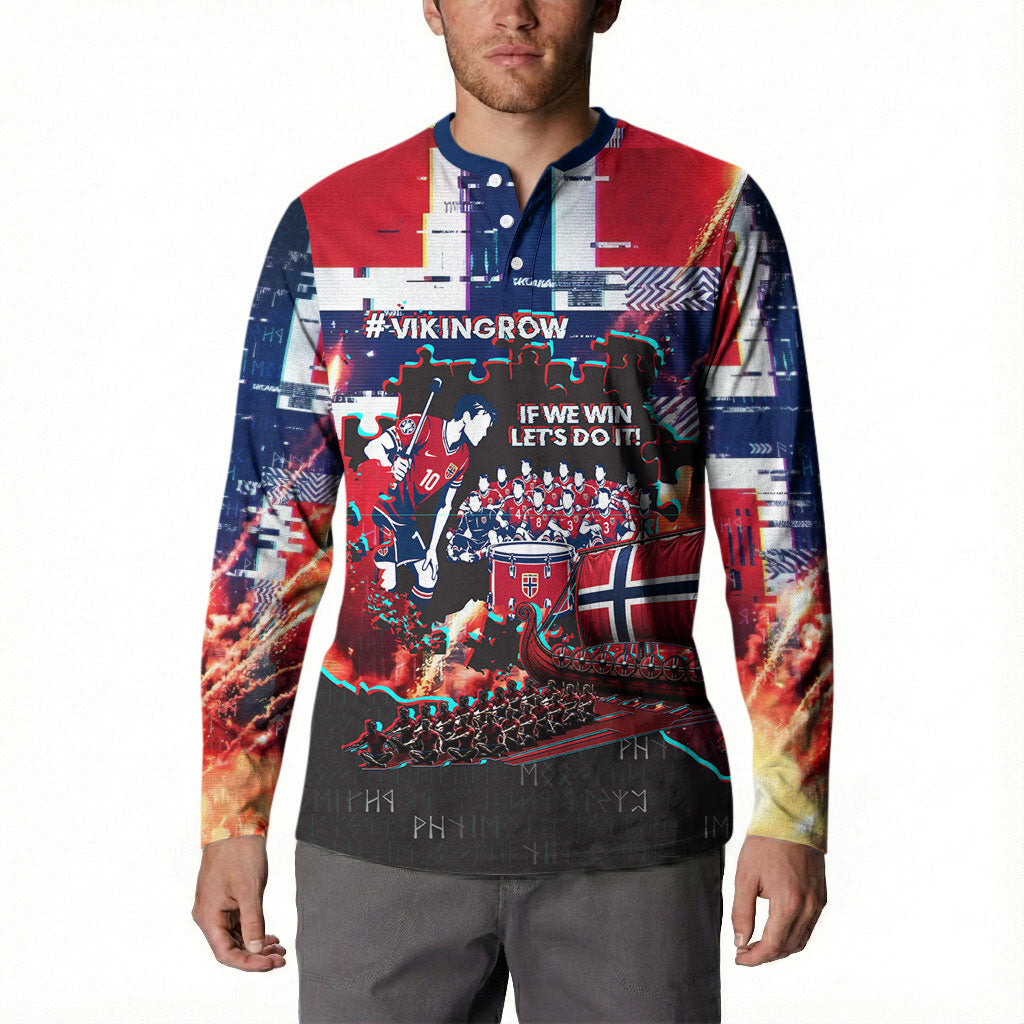 Norway Football Viking Row Button Sweatshirt Flag Nordic Footballer - If We Win Lets Do It