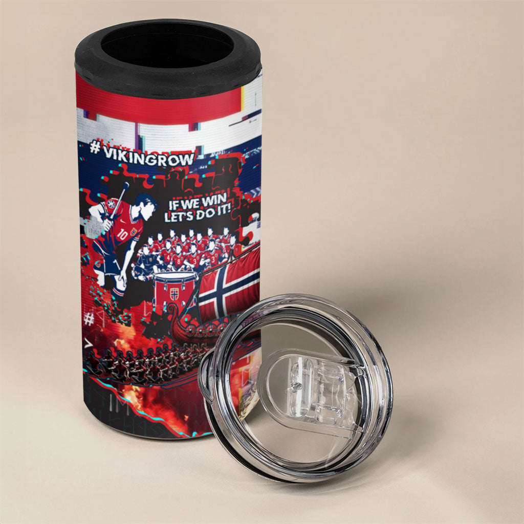 Norway Football Viking Row 4 in 1 Can Cooler Tumbler Flag Nordic Footballer - If We Win Lets Do It