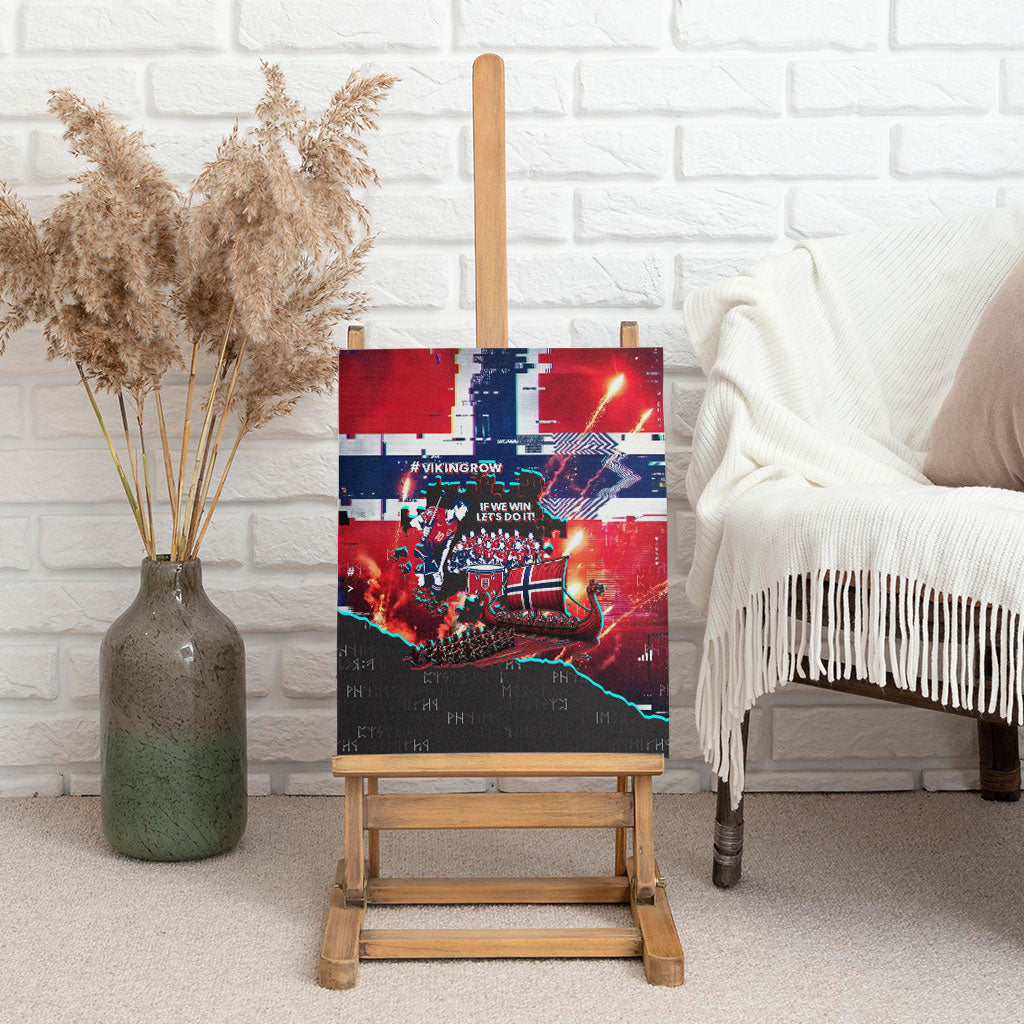 Norway Football Viking Row Canvas Wall Art Flag Nordic Footballer - If We Win Lets Do It