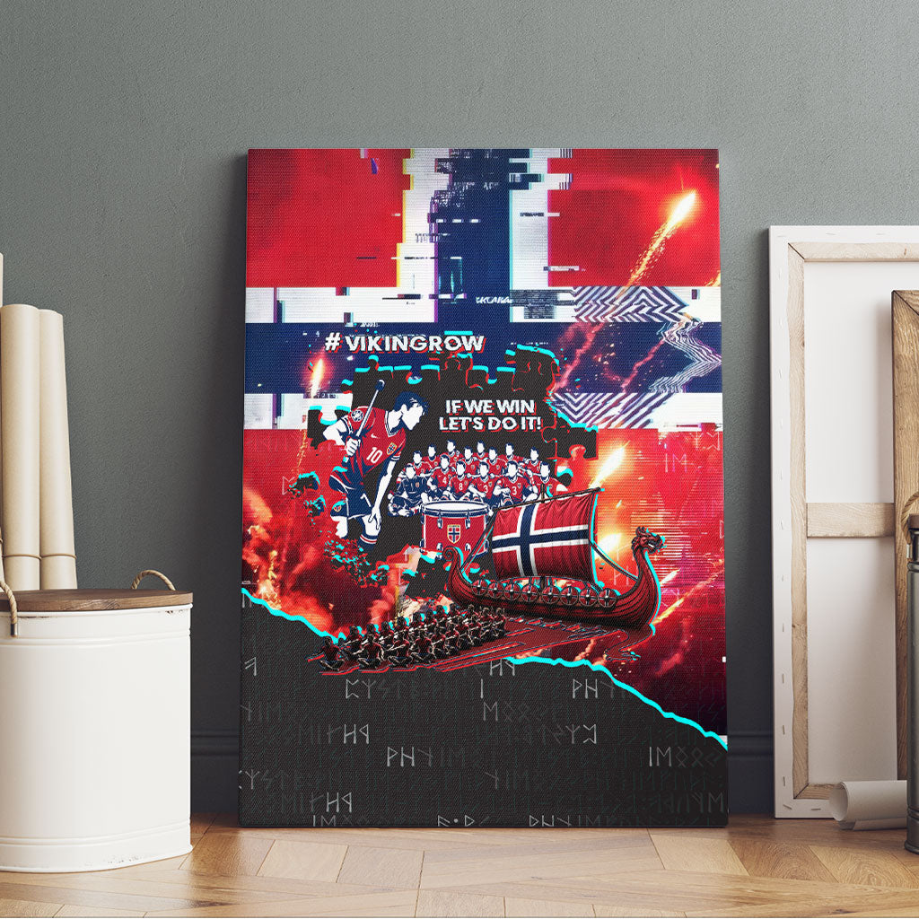 Norway Football Viking Row Canvas Wall Art Flag Nordic Footballer - If We Win Lets Do It