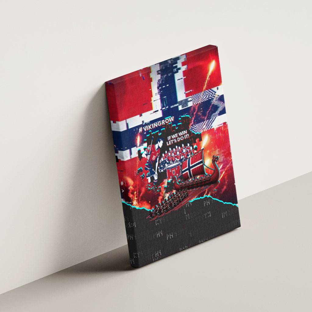 Norway Football Viking Row Canvas Wall Art Flag Nordic Footballer - If We Win Lets Do It