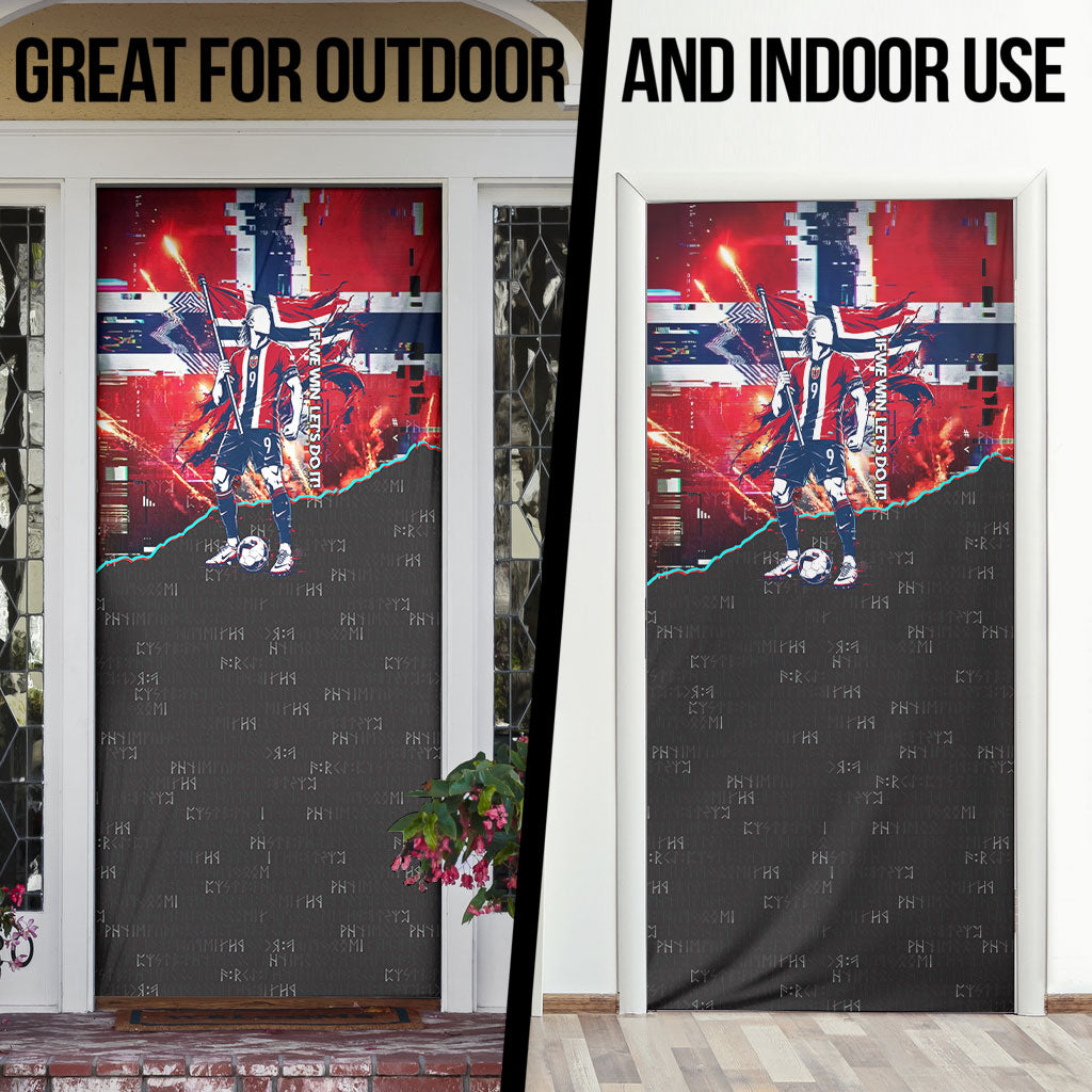 Norway Football Viking Row Door Cover Flag Nordic Footballer - If We Win Lets Do It