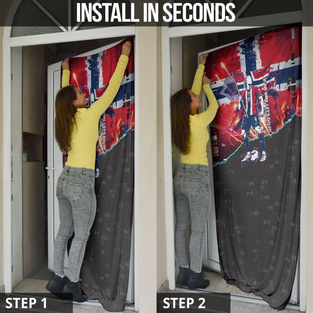 Norway Football Viking Row Door Cover Flag Nordic Footballer - If We Win Lets Do It