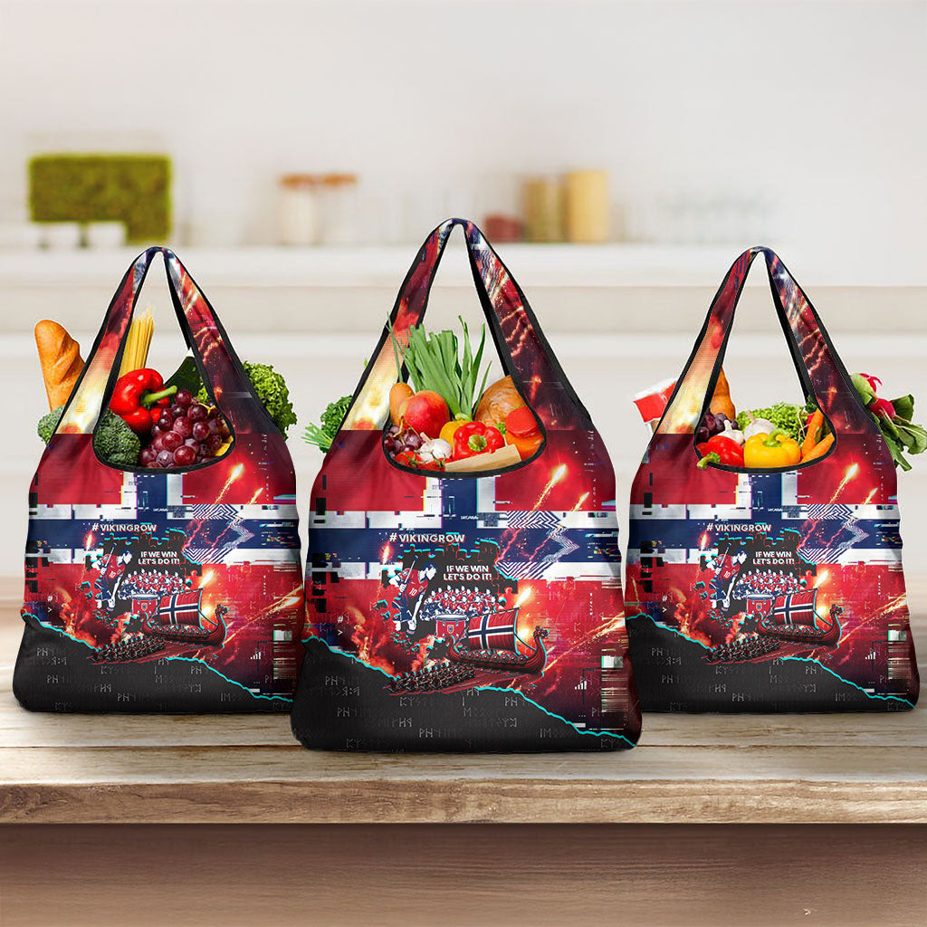 Norway Football Viking Row Grocery Bag Flag Nordic Footballer - If We Win Lets Do It
