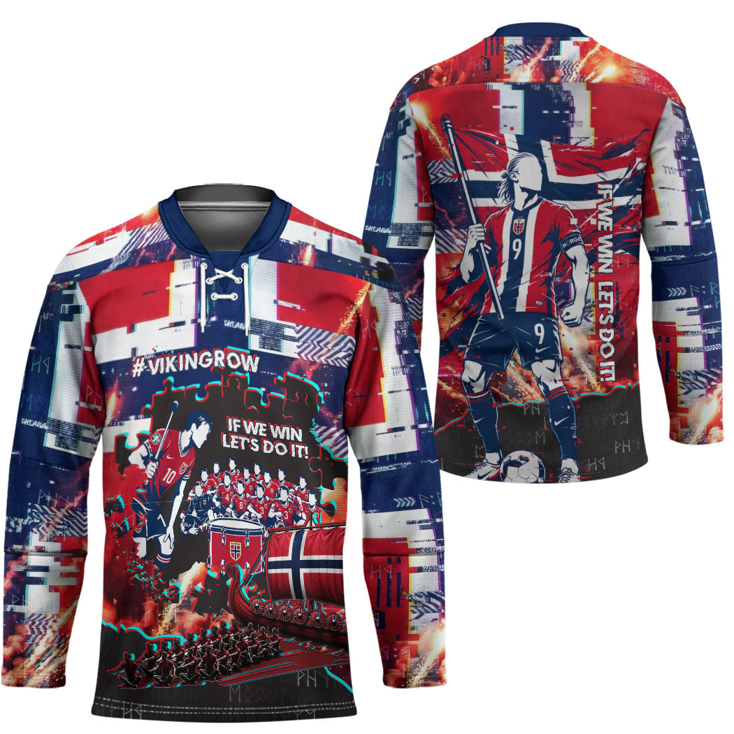 Norway Football Viking Row Hockey Jersey Flag Nordic Footballer - If We Win Lets Do It