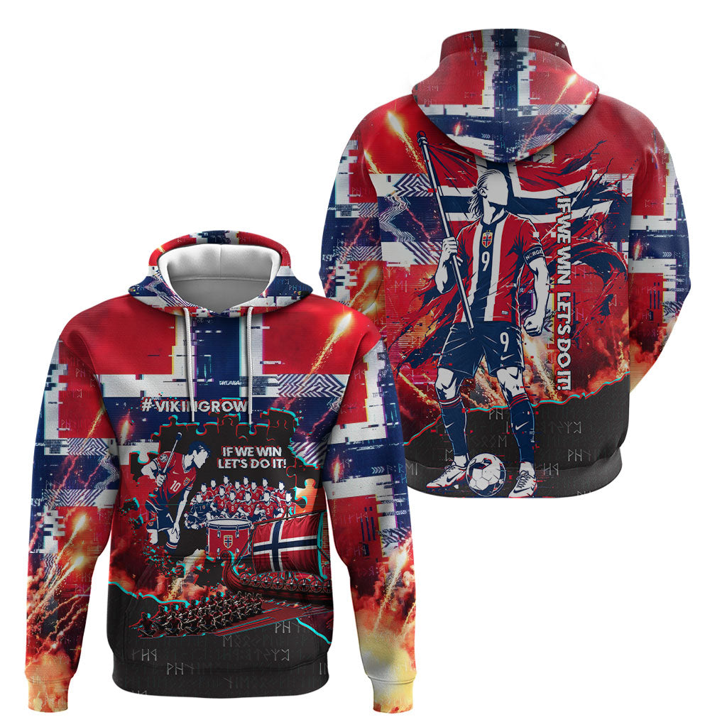 Norway Football Viking Row Hoodie Flag Nordic Footballer - If We Win Lets Do It