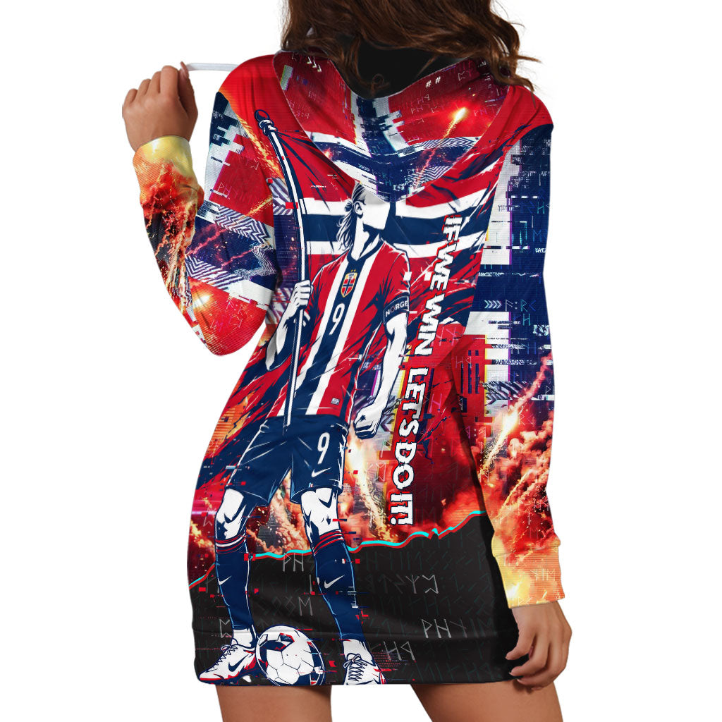 Norway Football Viking Row Hoodie Dress Flag Nordic Footballer - If We Win Lets Do It