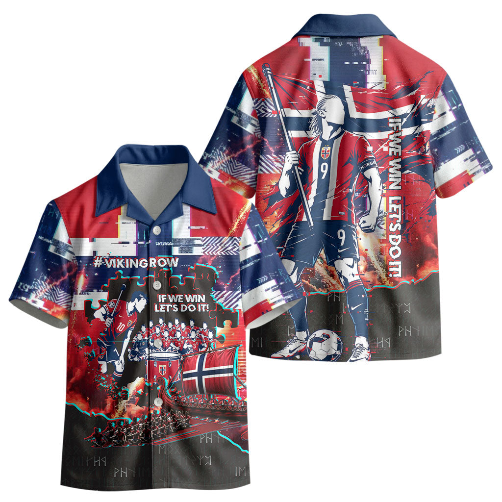 Norway Football Viking Row Kid Hawaiian Shirt Flag Nordic Footballer - If We Win Lets Do It