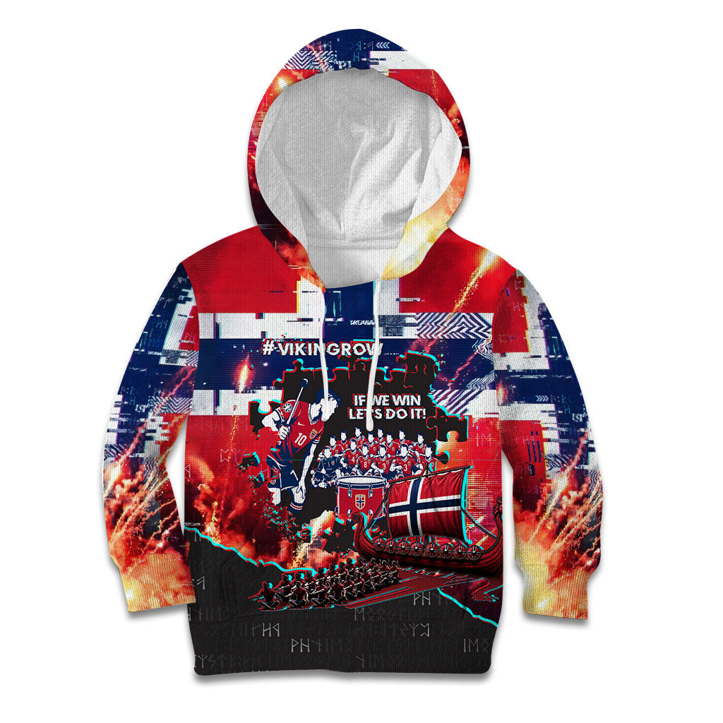 Norway Football Viking Row Kid Hoodie Flag Nordic Footballer - If We Win Lets Do It