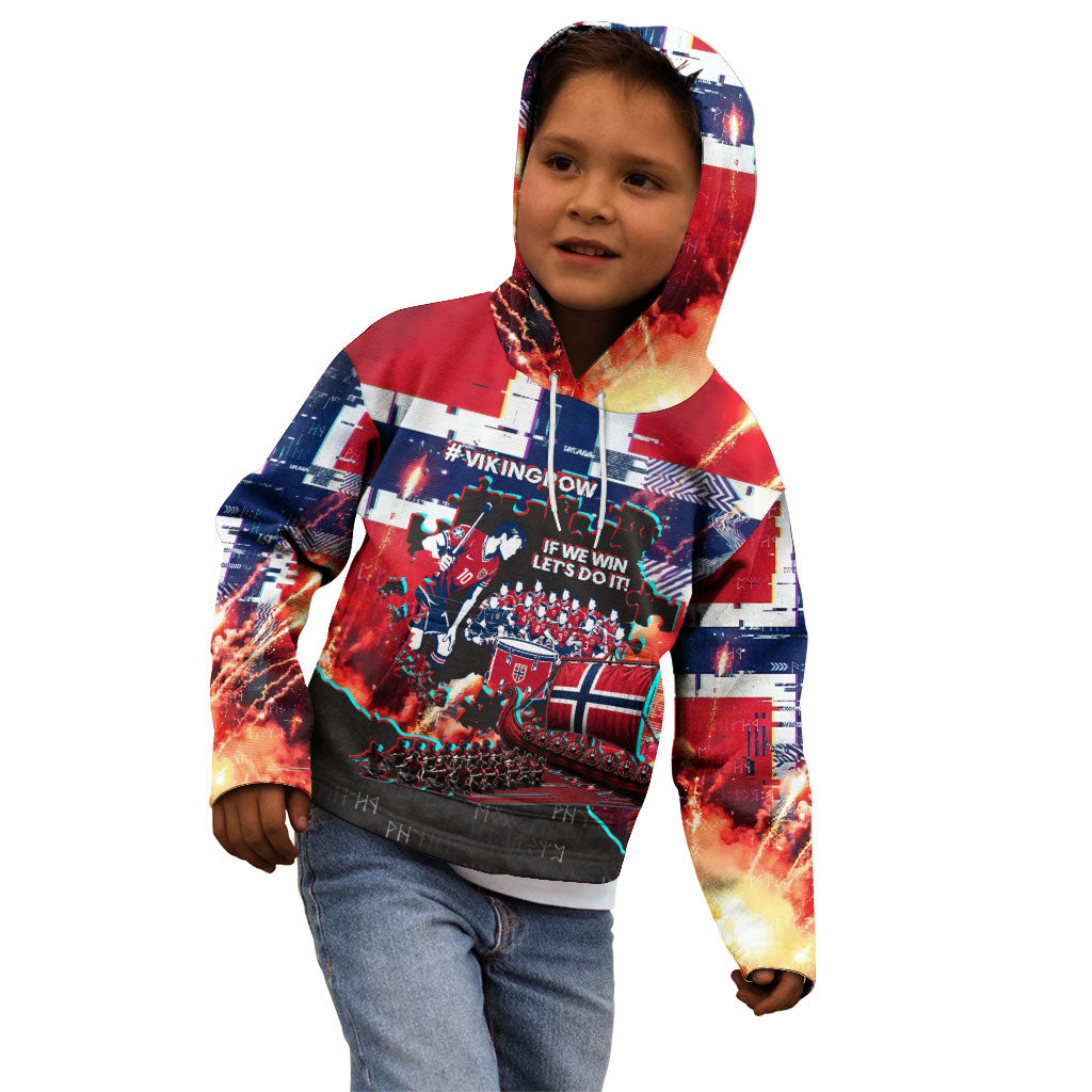 Norway Football Viking Row Kid Hoodie Flag Nordic Footballer - If We Win Lets Do It