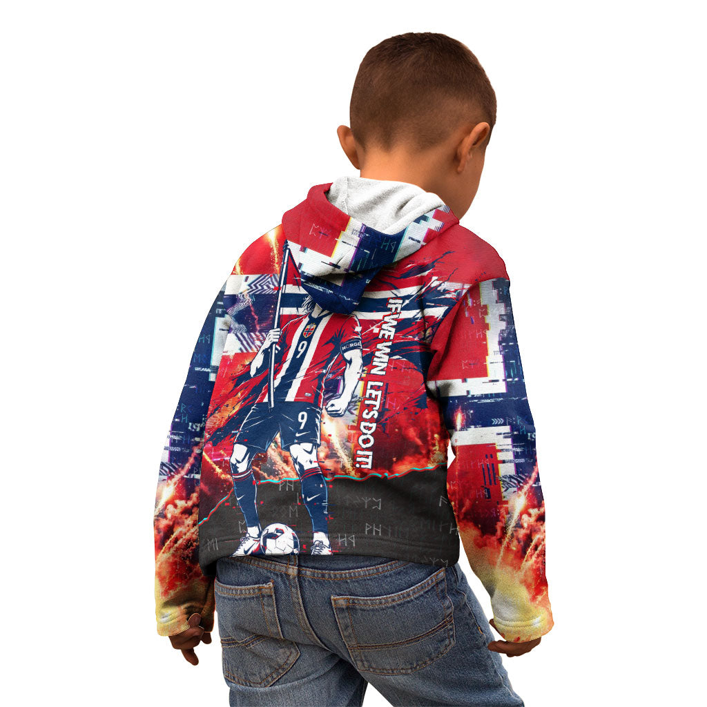 Norway Football Viking Row Kid Hoodie Flag Nordic Footballer - If We Win Lets Do It