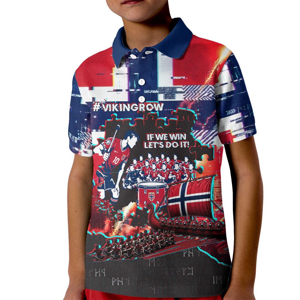Norway Football Viking Row Kid Polo Shirt Flag Nordic Footballer - If We Win Lets Do It