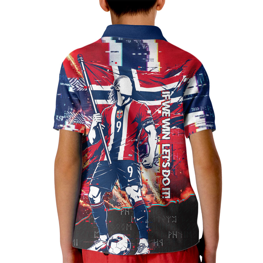 Norway Football Viking Row Kid Polo Shirt Flag Nordic Footballer - If We Win Lets Do It