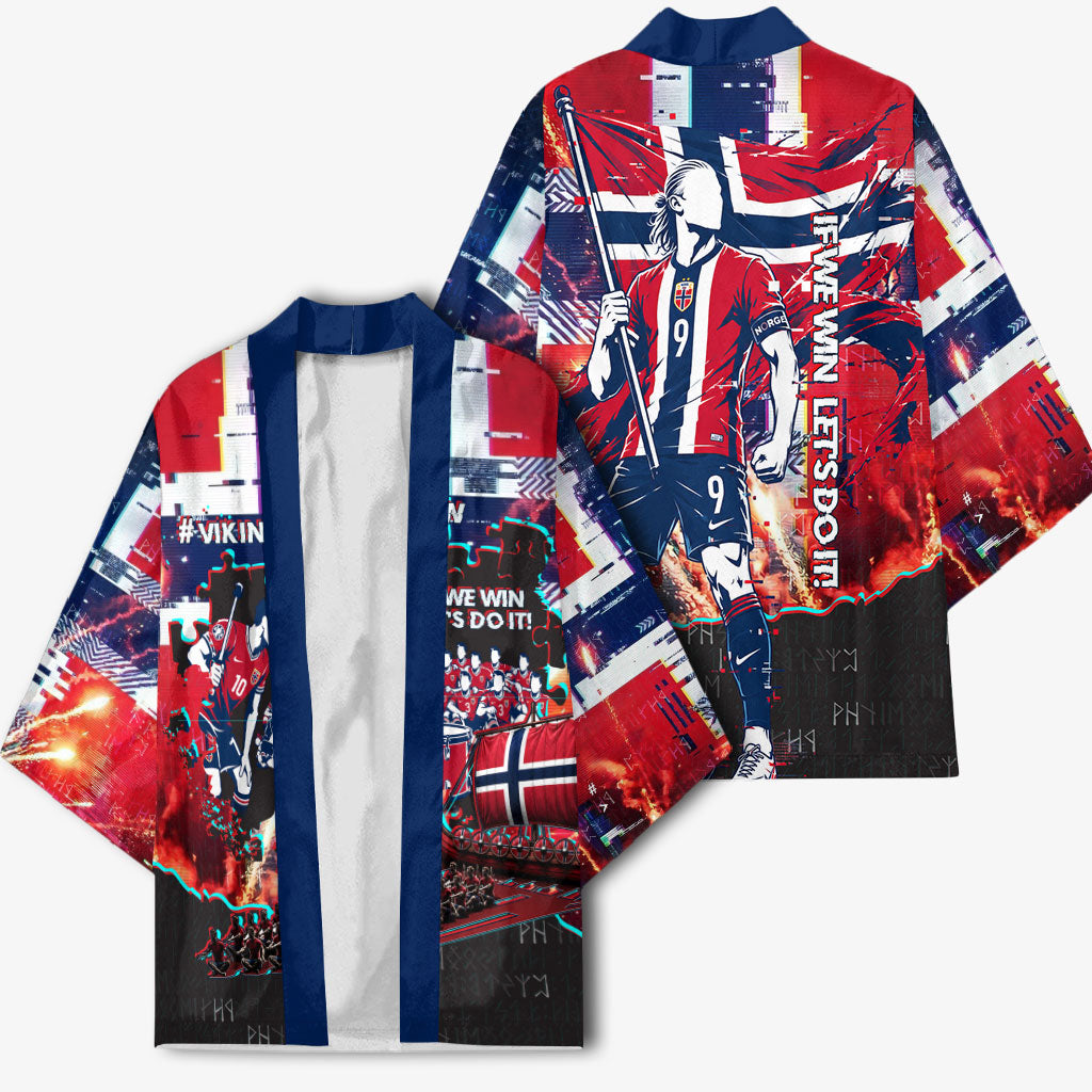 Norway Football Viking Row Kimono Flag Nordic Footballer - If We Win Lets Do It