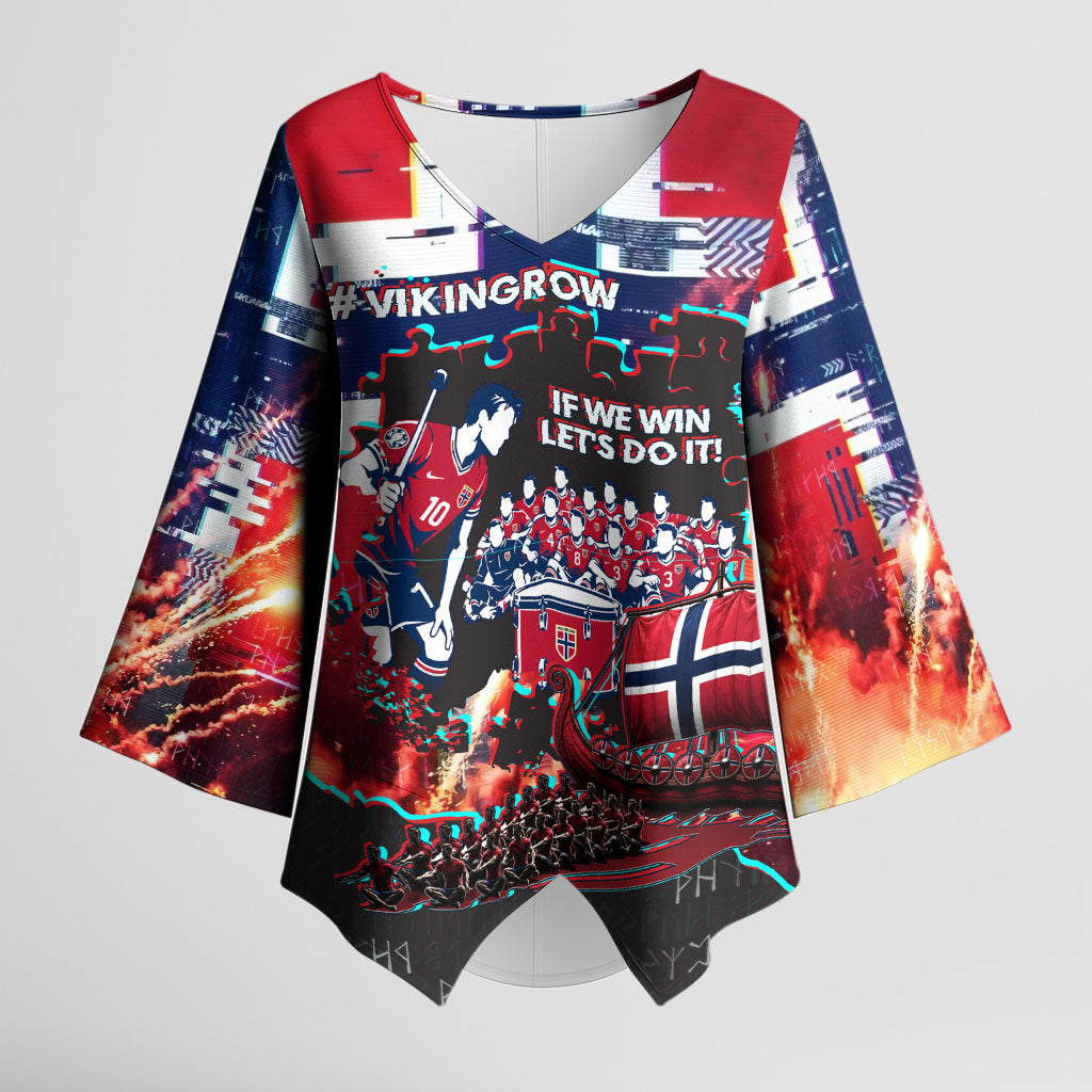 Norway Football Viking Row Kimono Sleeve Blouse Flag Nordic Footballer - If We Win Lets Do It