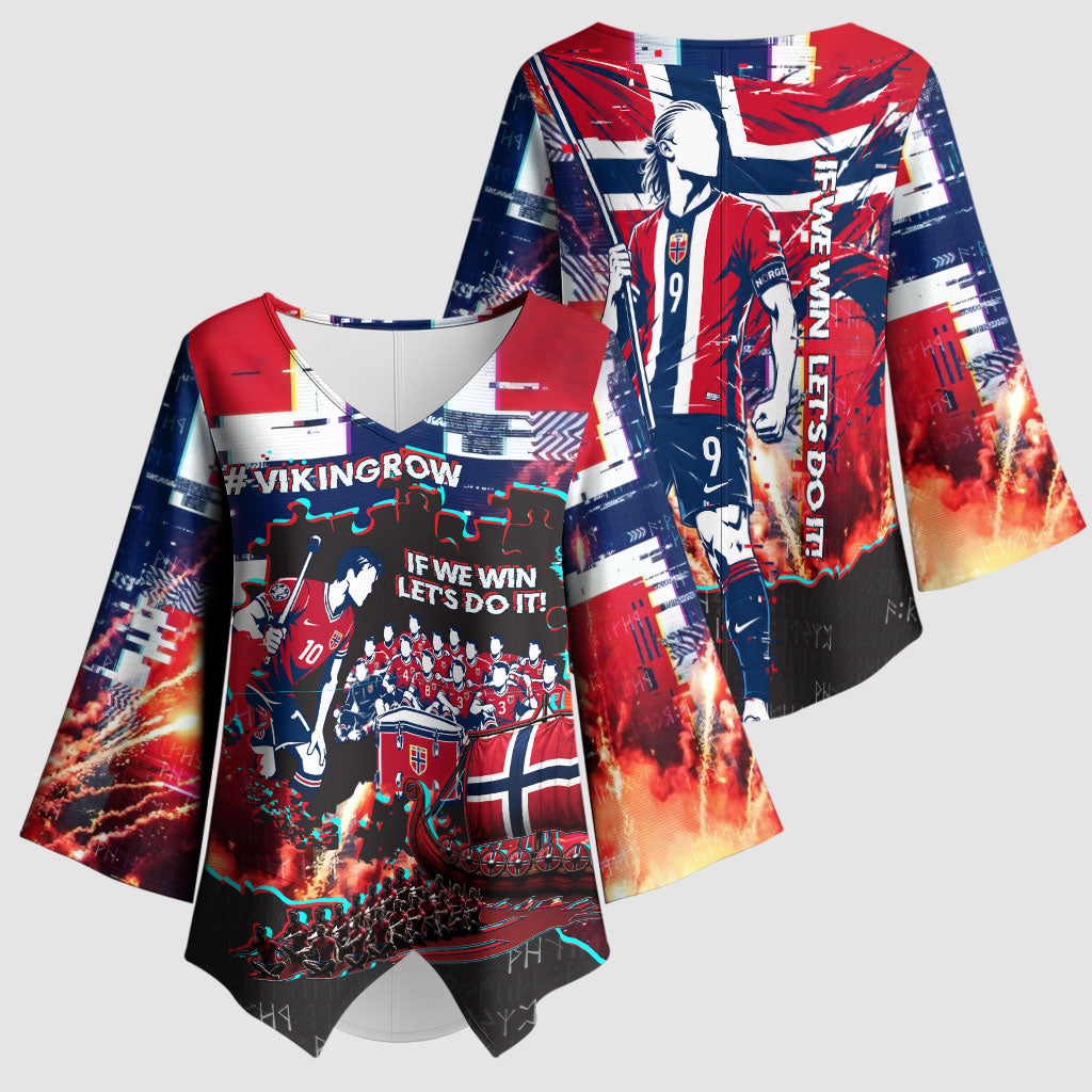 Norway Football Viking Row Kimono Sleeve Blouse Flag Nordic Footballer - If We Win Lets Do It