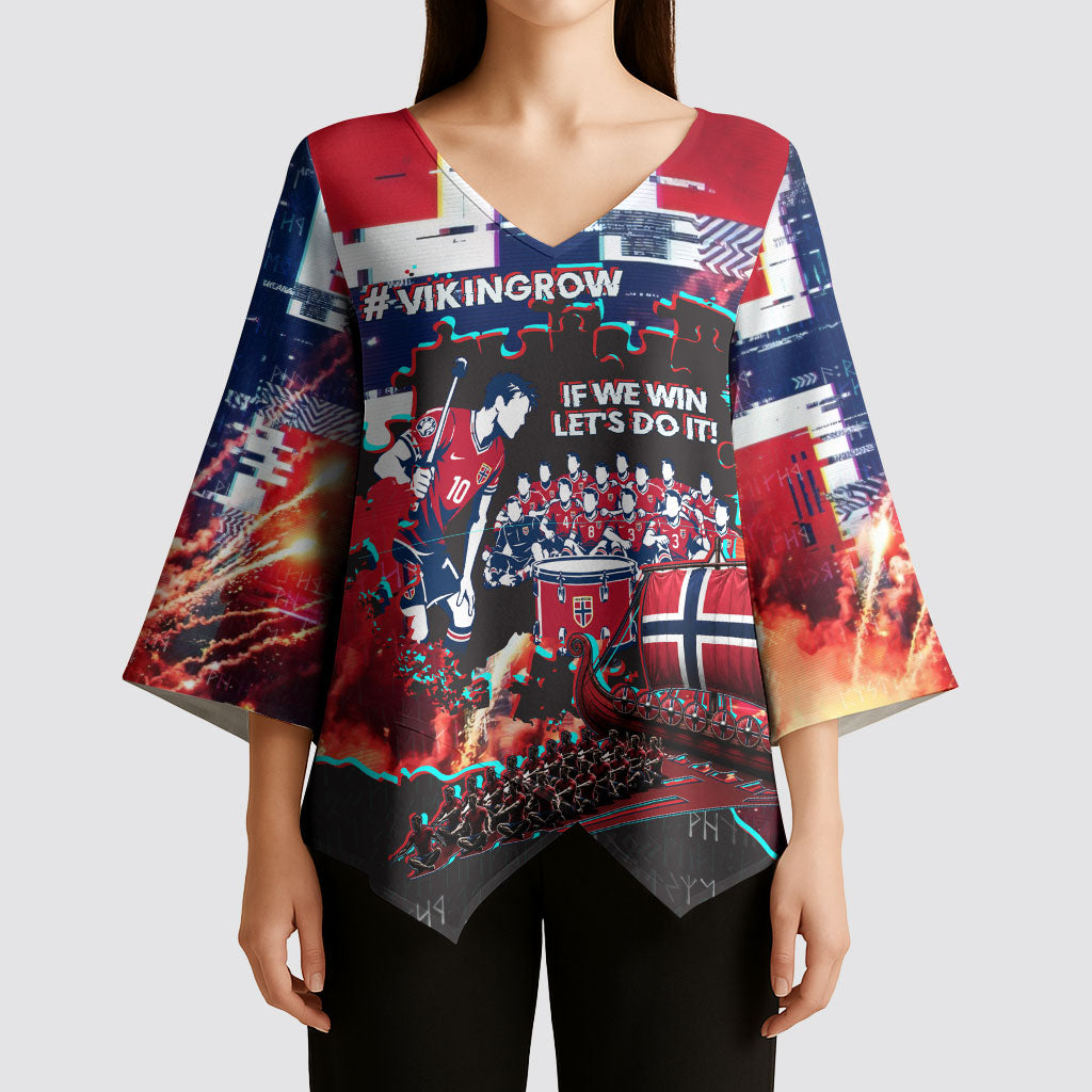 Norway Football Viking Row Kimono Sleeve Blouse Flag Nordic Footballer - If We Win Lets Do It