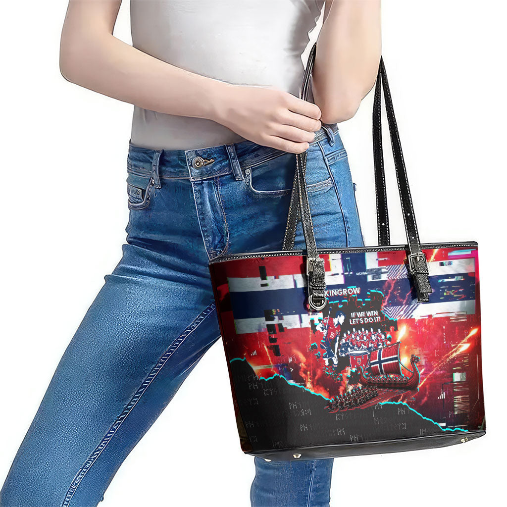 Norway Football Viking Row Leather Tote Bag Flag Nordic Footballer - If We Win Lets Do It