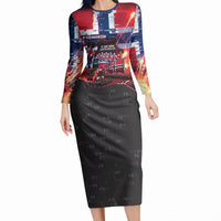 Norway Football Viking Row Long Sleeve Bodycon Dress Flag Nordic Footballer - If We Win Lets Do It