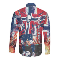 Norway Football Viking Row Long Sleeve Button Shirt Flag Nordic Footballer - If We Win Lets Do It