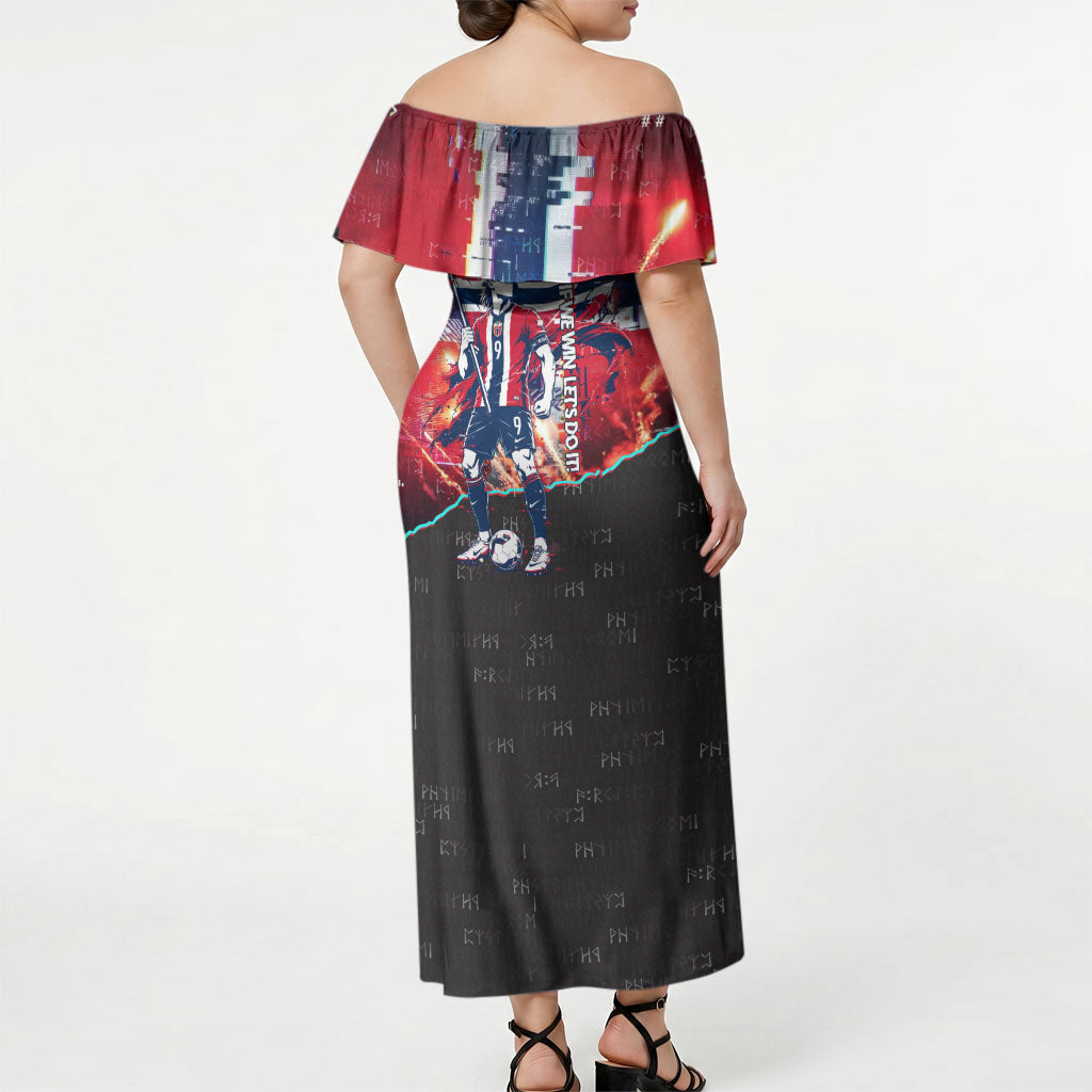 Norway Football Viking Row Off Shoulder Maxi Dress Flag Nordic Footballer - If We Win Lets Do It