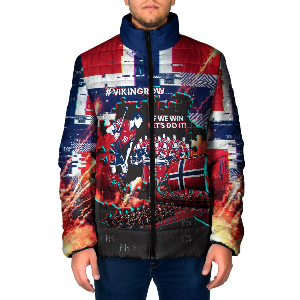 Norway Football Viking Row Padded Jacket Flag Nordic Footballer - If We Win Lets Do It