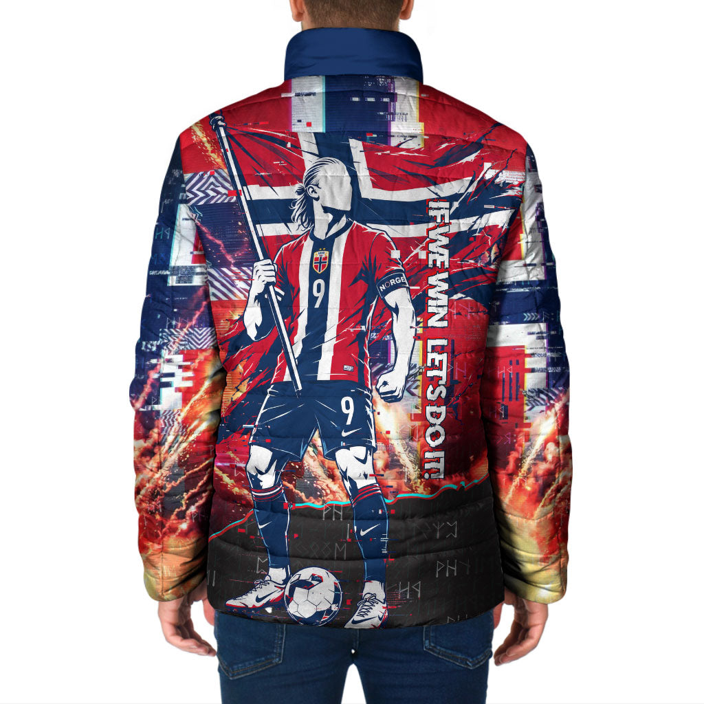 Norway Football Viking Row Padded Jacket Flag Nordic Footballer - If We Win Lets Do It