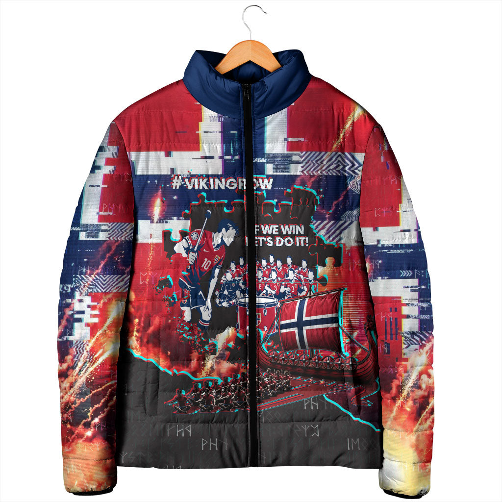 Norway Football Viking Row Padded Jacket Flag Nordic Footballer - If We Win Lets Do It