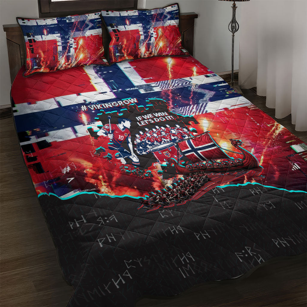 Norway Football Viking Row Quilt Bed Set Flag Nordic Footballer - If We Win Lets Do It