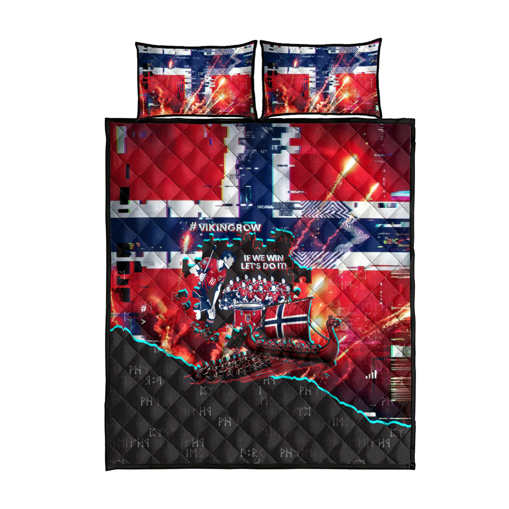 Norway Football Viking Row Quilt Bed Set Flag Nordic Footballer - If We Win Lets Do It
