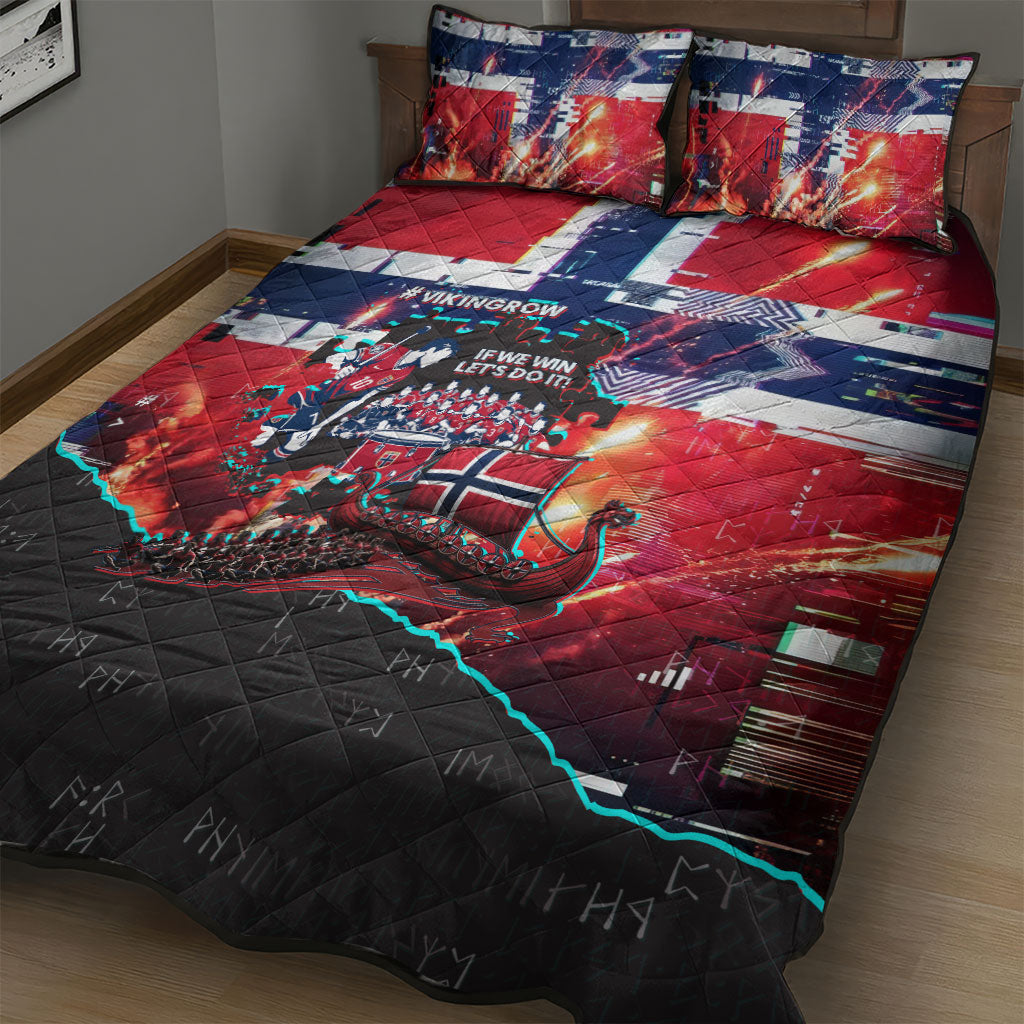 Norway Football Viking Row Quilt Bed Set Flag Nordic Footballer - If We Win Lets Do It