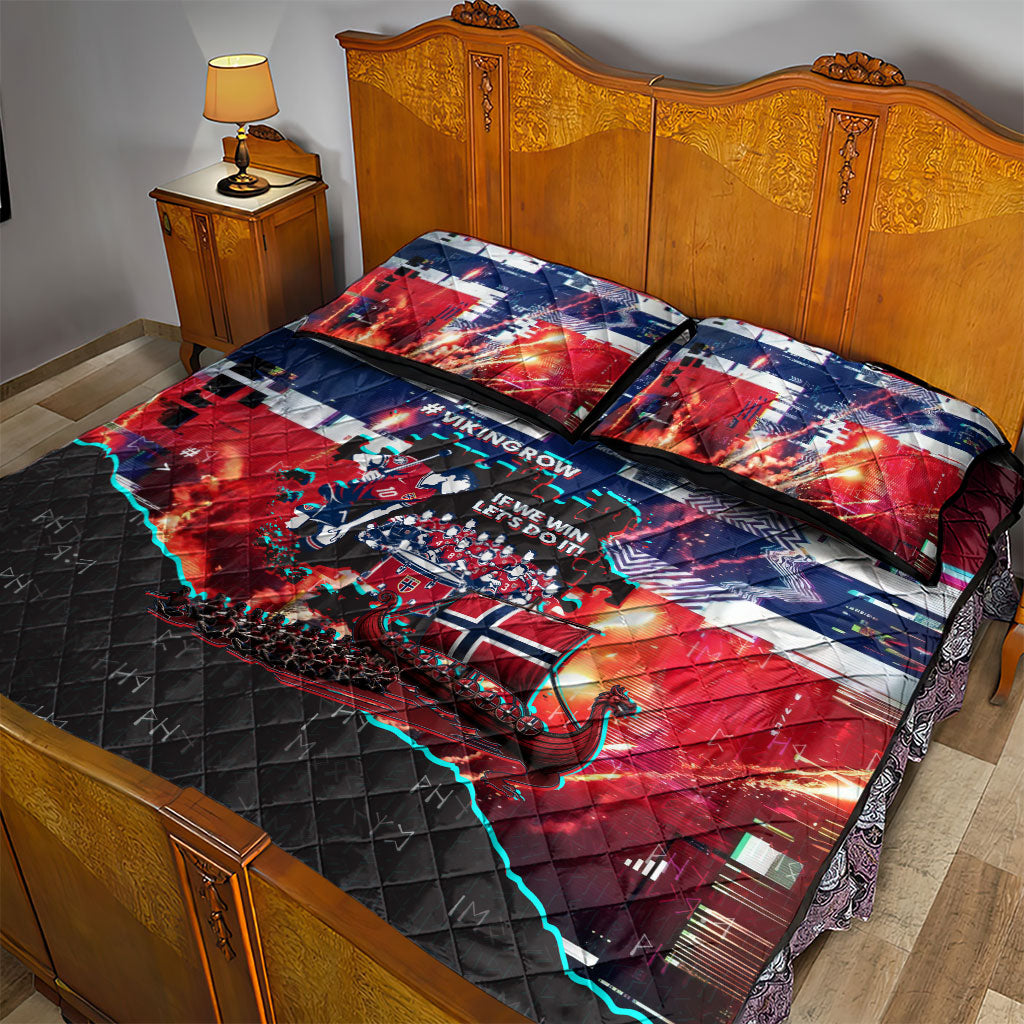 Norway Football Viking Row Quilt Bed Set Flag Nordic Footballer - If We Win Lets Do It