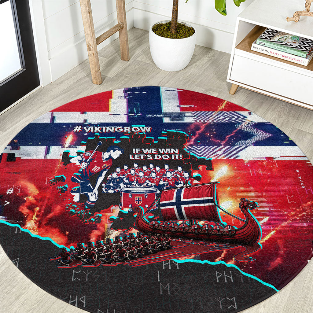 Norway Football Viking Row Round Carpet Flag Nordic Footballer - If We Win Lets Do It