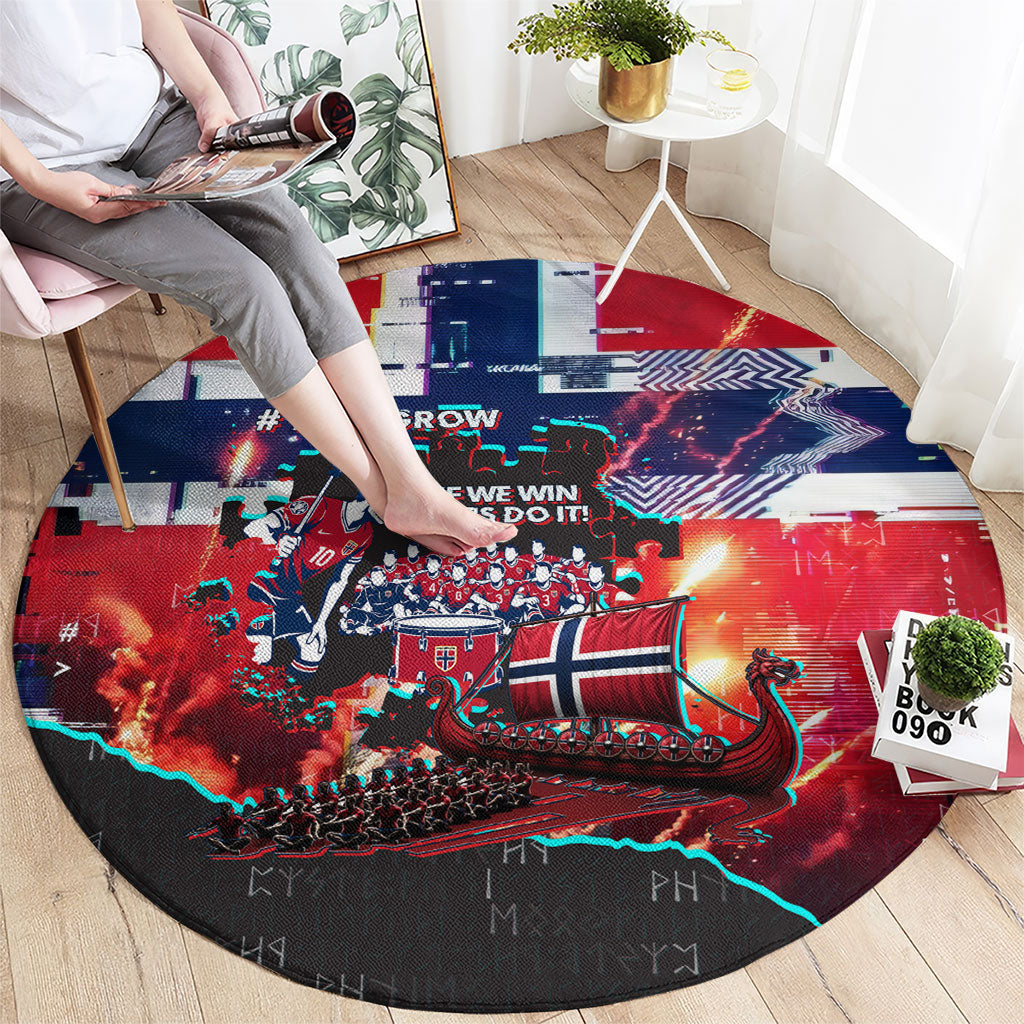 Norway Football Viking Row Round Carpet Flag Nordic Footballer - If We Win Lets Do It