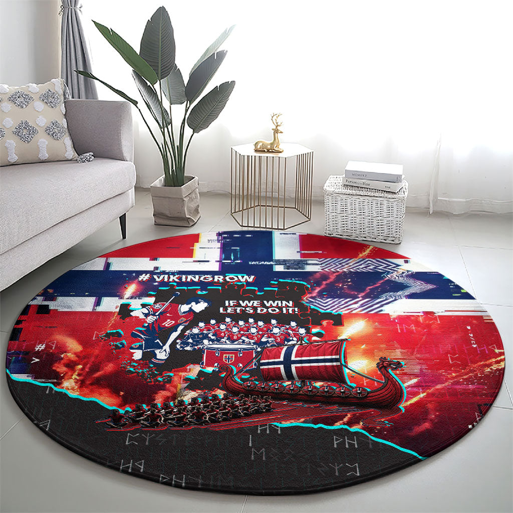 Norway Football Viking Row Round Carpet Flag Nordic Footballer - If We Win Lets Do It