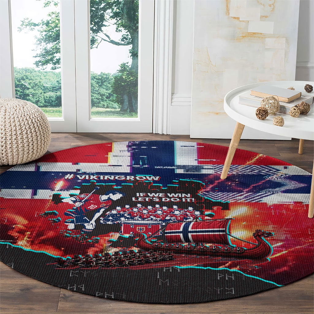 Norway Football Viking Row Round Carpet Flag Nordic Footballer - If We Win Lets Do It