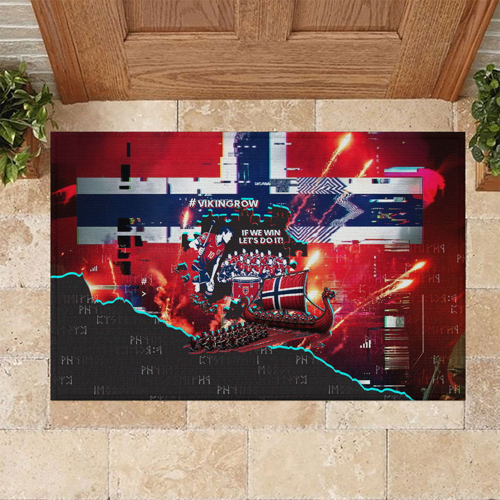 Norway Football Viking Row Rubber Doormat Flag Nordic Footballer - If We Win Lets Do It