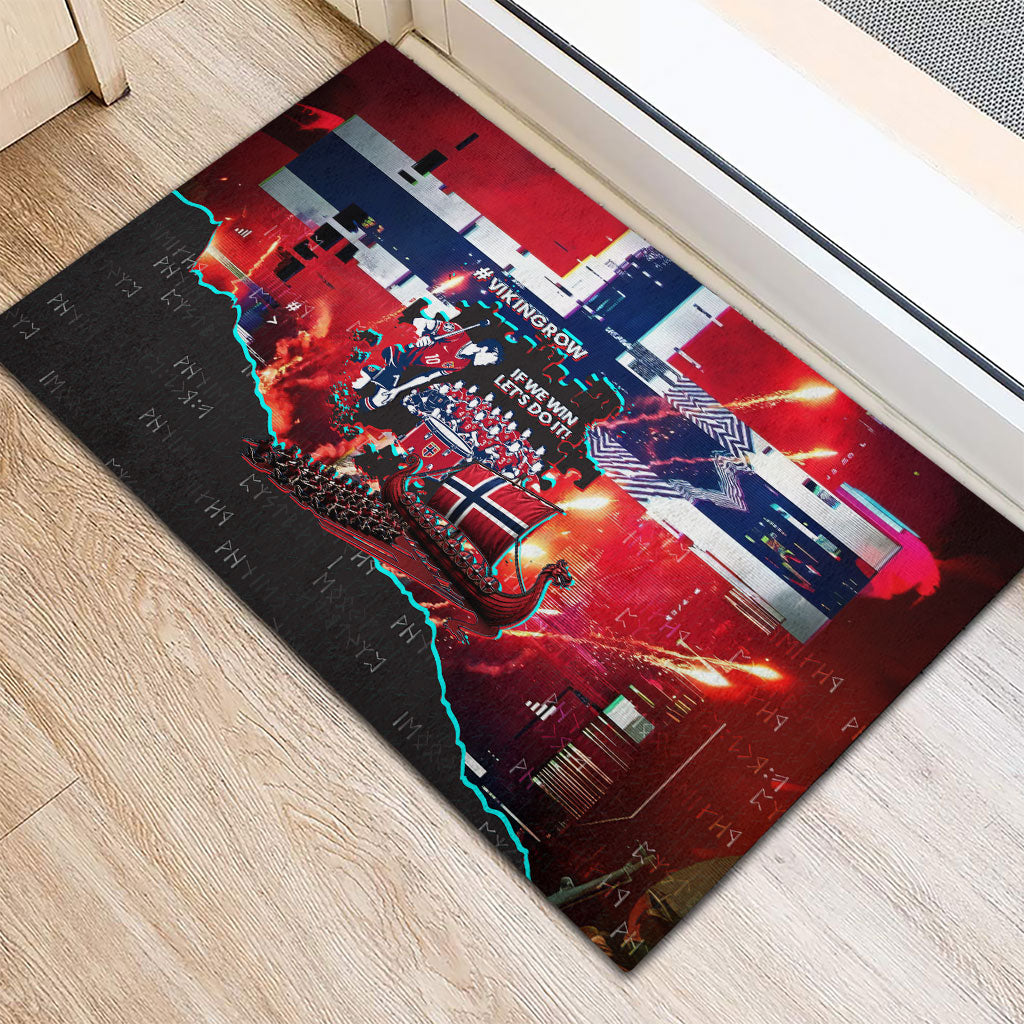 Norway Football Viking Row Rubber Doormat Flag Nordic Footballer - If We Win Lets Do It