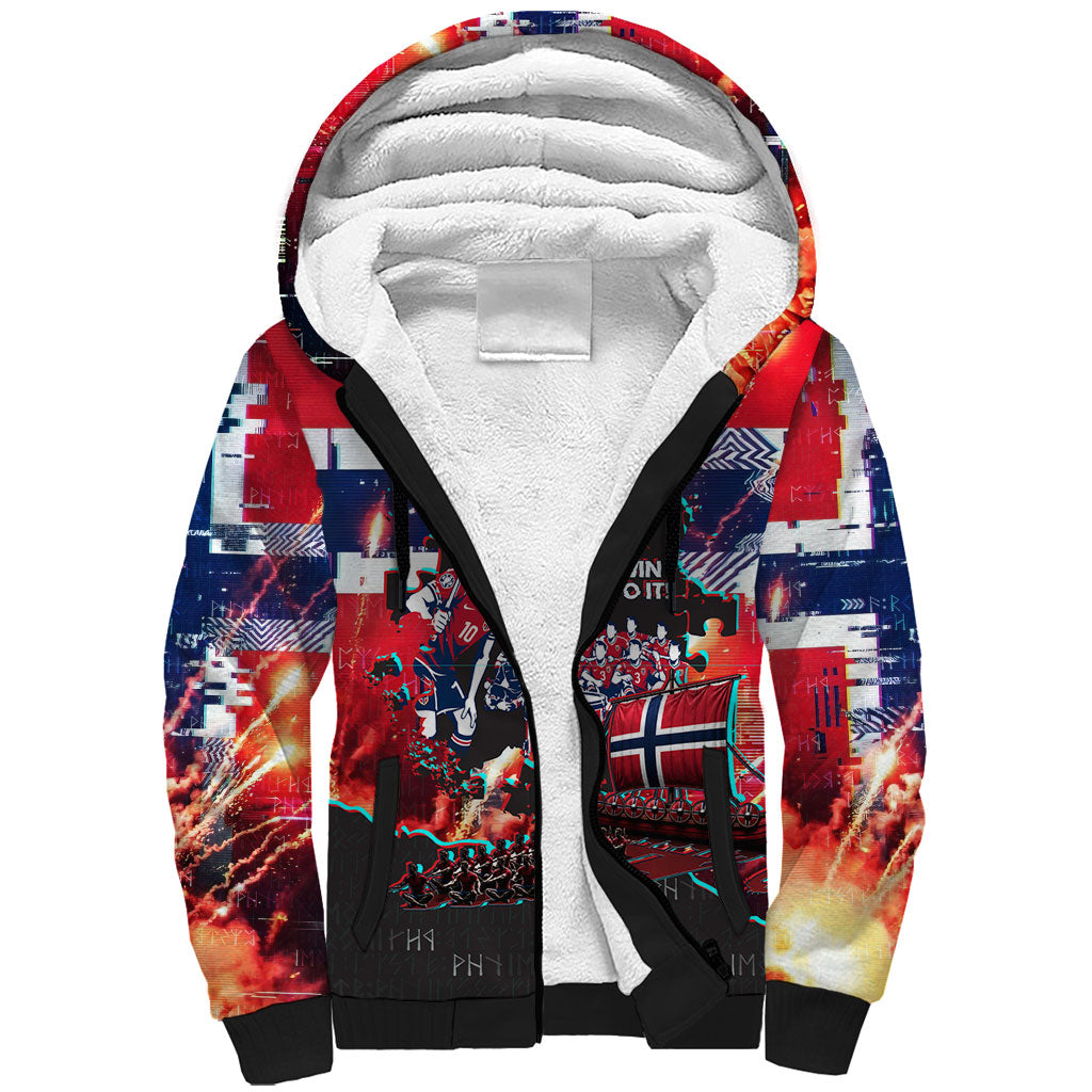 Norway Football Viking Row Sherpa Hoodie Flag Nordic Footballer - If We Win Lets Do It