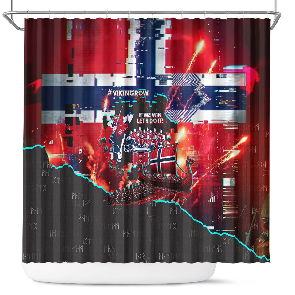 Norway Football Viking Row Shower Curtain Flag Nordic Footballer - If We Win Lets Do It