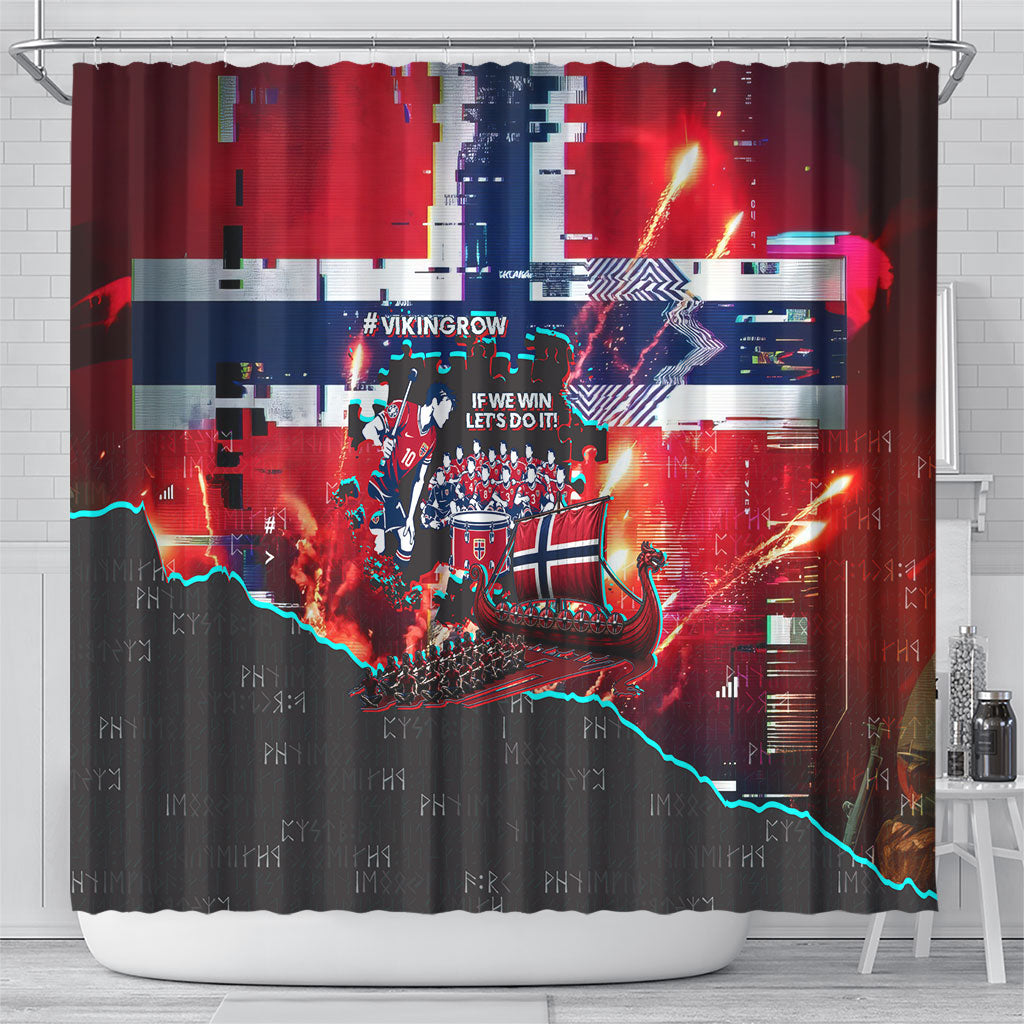 Norway Football Viking Row Shower Curtain Flag Nordic Footballer - If We Win Lets Do It