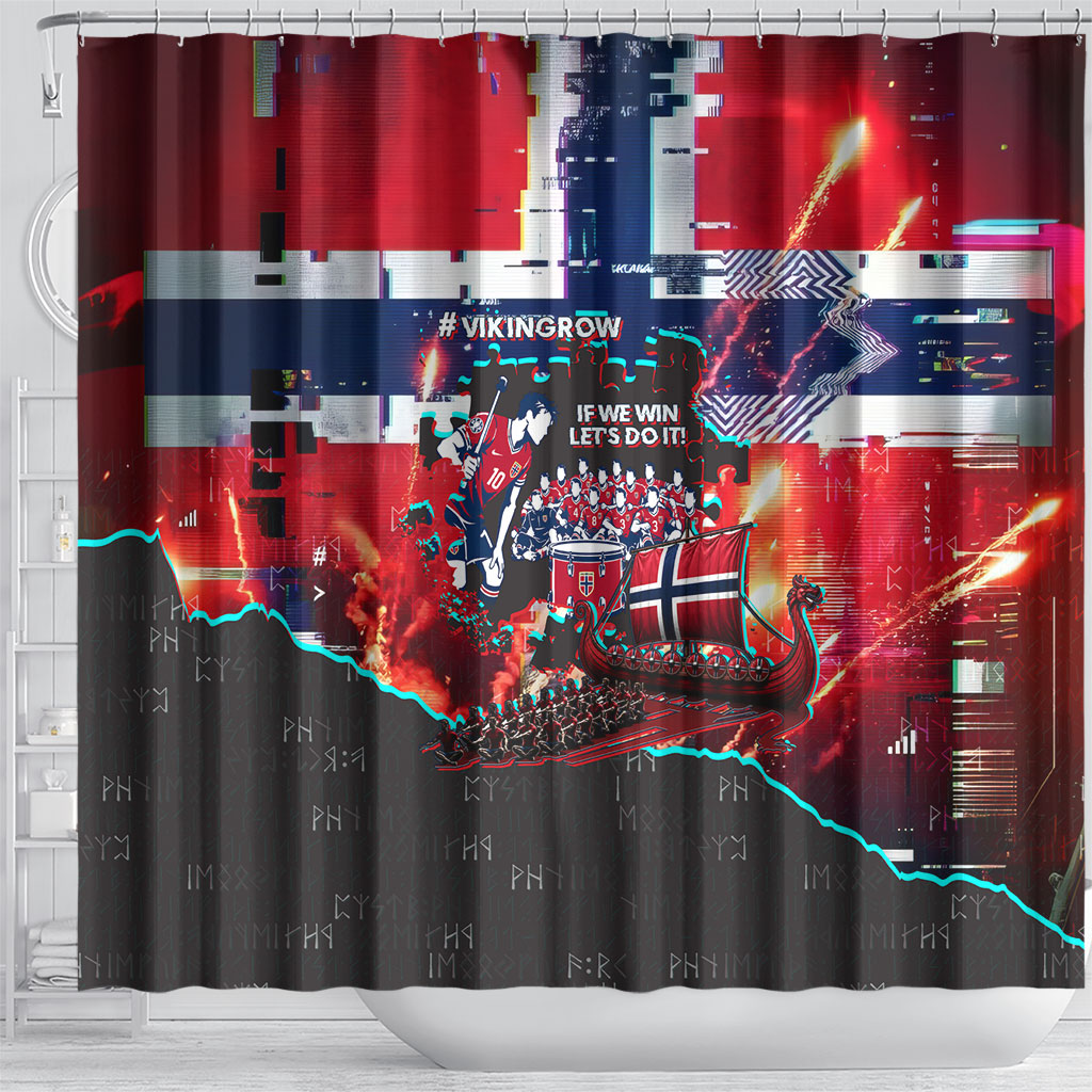 Norway Football Viking Row Shower Curtain Flag Nordic Footballer - If We Win Lets Do It