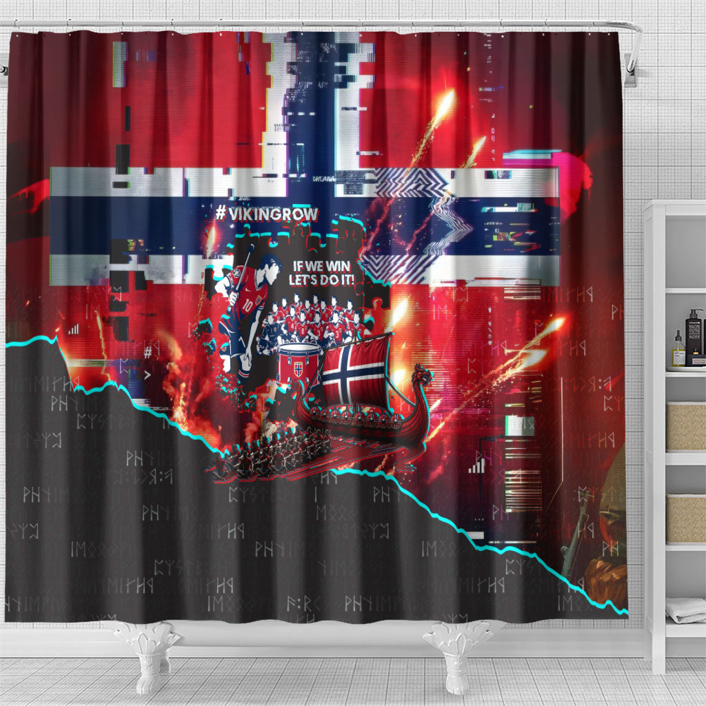 Norway Football Viking Row Shower Curtain Flag Nordic Footballer - If We Win Lets Do It