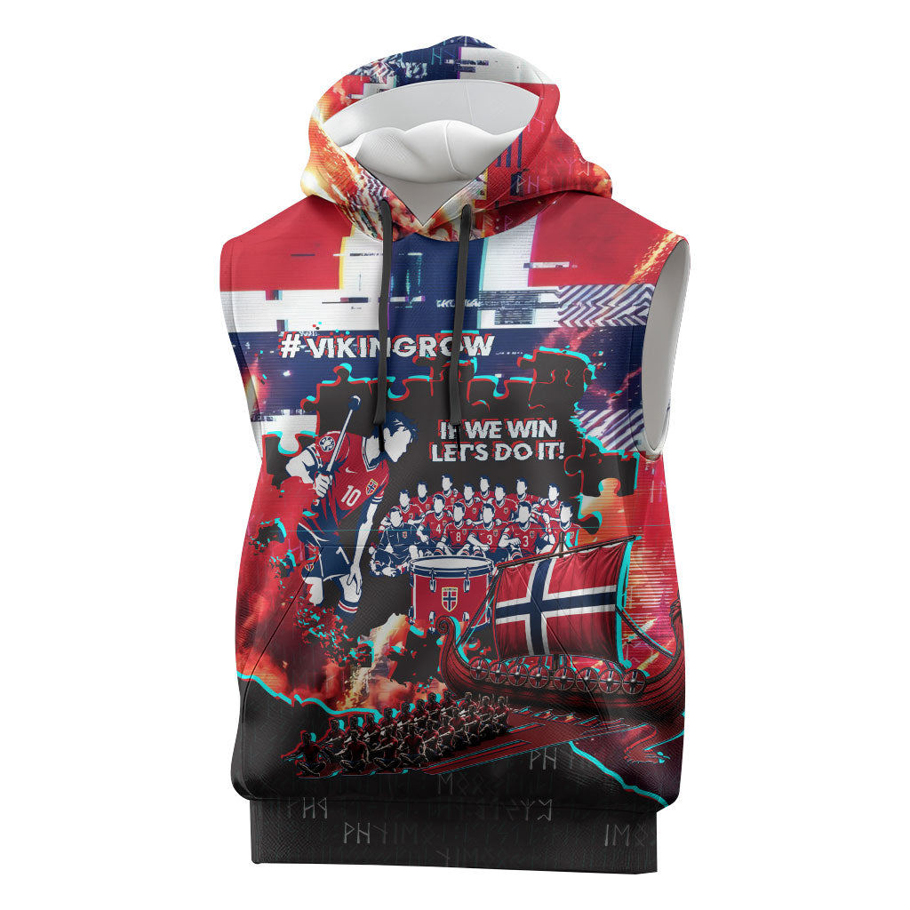 Norway Football Viking Row Sleeveless Hoodie Flag Nordic Footballer - If We Win Lets Do It